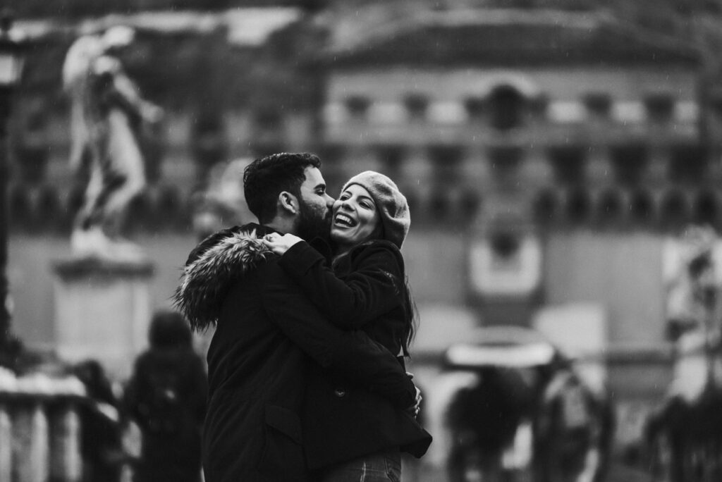 Destination wedding foto sotto la pioggia