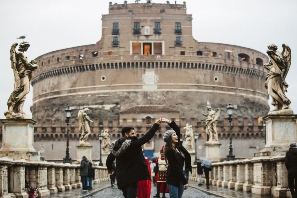 Destination wedding foto sotto la pioggia