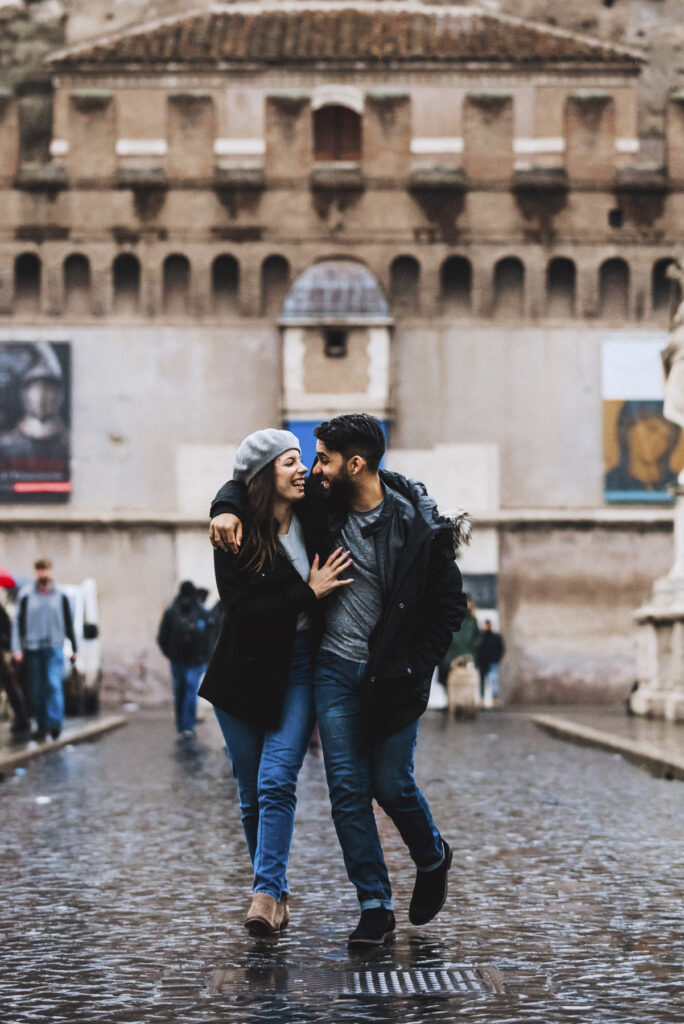 Destination wedding foto sotto la pioggia